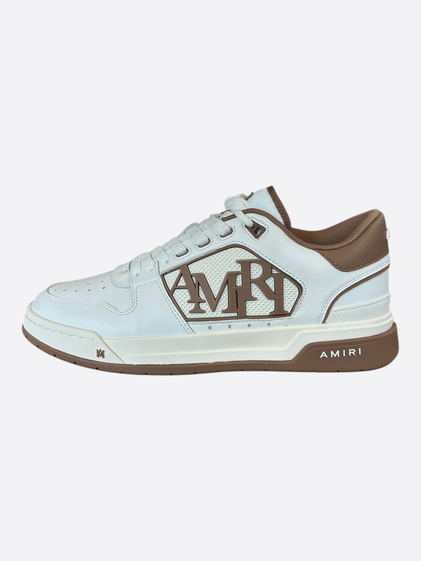 Amiri White & Brown Classic Logo Low Top Sneakers