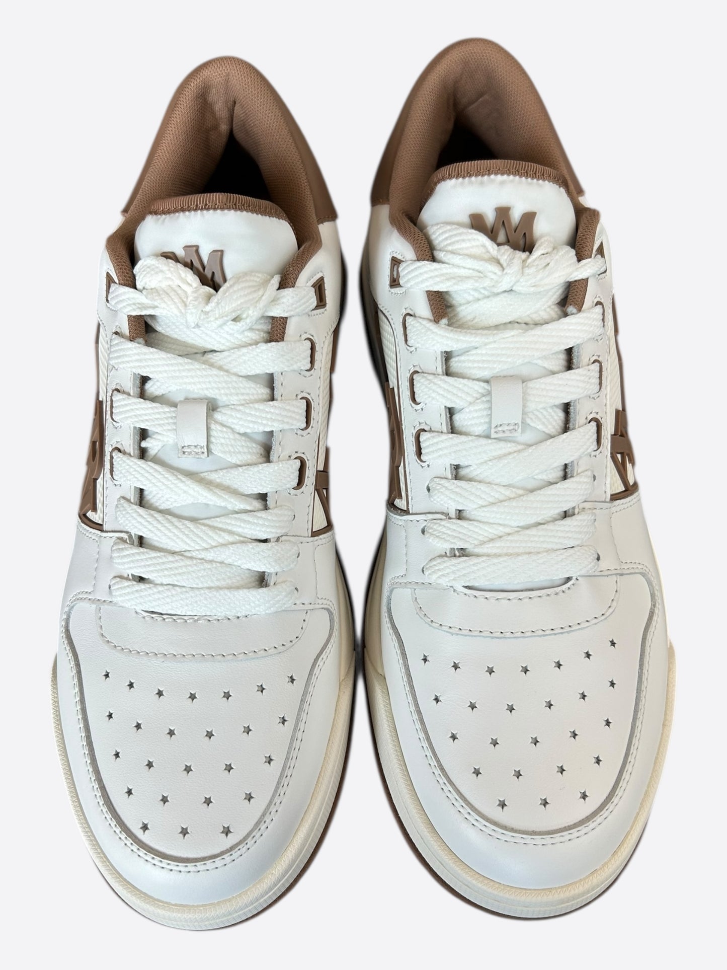 Amiri White & Brown Classic Logo Low Top Sneakers