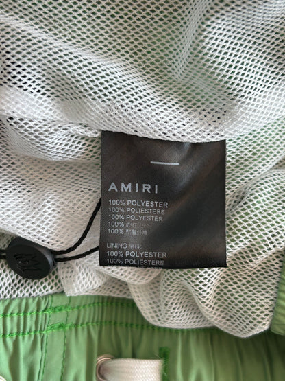 Amiri Green & White MA Bar Logo Swimshorts