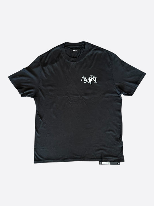 Amiri Black & Chrome Staggered Logo T-Shirt