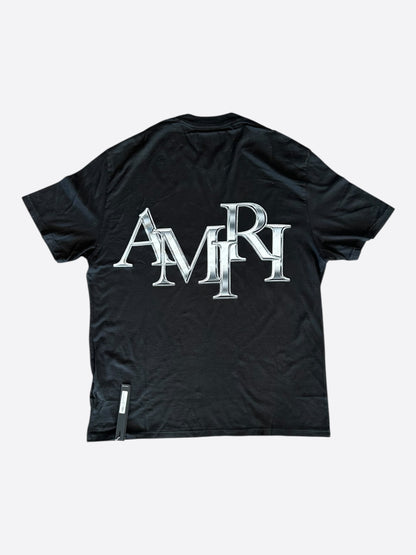 Amiri Black & Chrome Staggered Logo T-Shirt