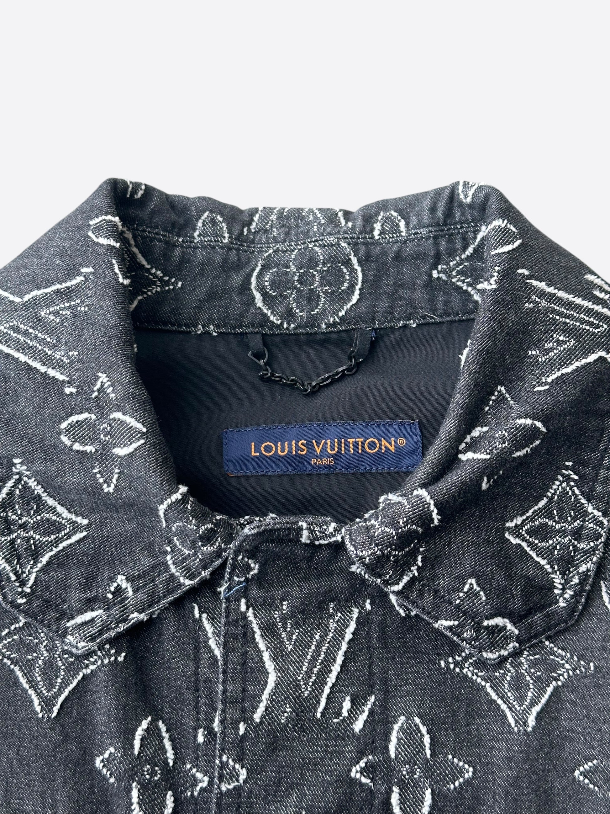 Louis Vuitton Washed Black White Monogram Button Up Shirt