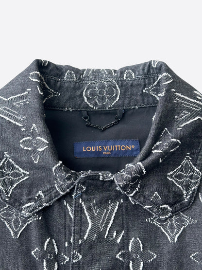 Louis Vuitton Washed Black & White Monogram Button Up Shirt