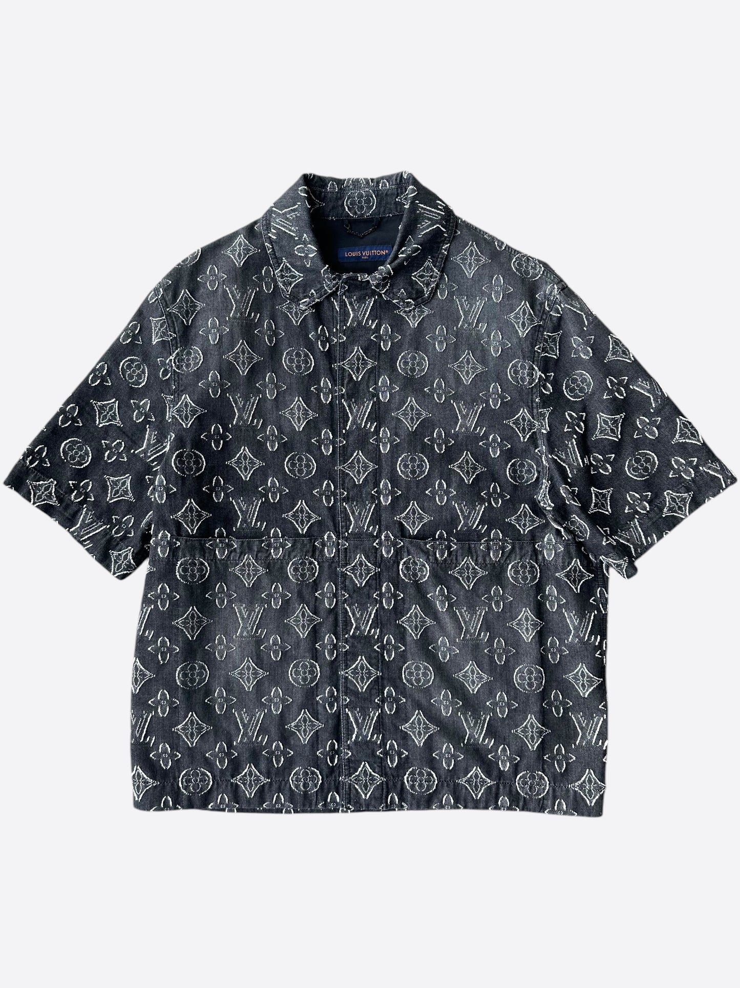 Louis Vuitton Washed Black & White Monogram Button Up Shirt