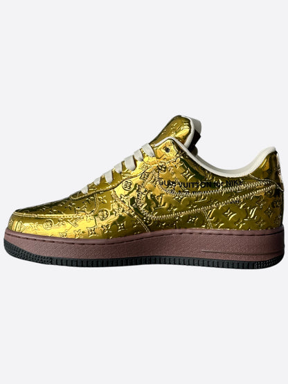 Louis Vuitton Nike Gold Monogram Air Force 1 Sneakers