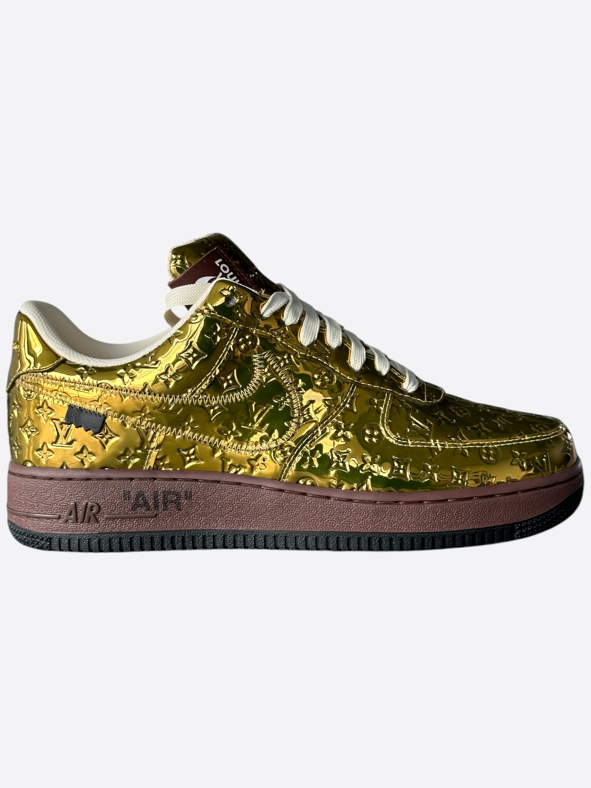 Louis Vuitton Nike Gold Monogram Air Force Sneakers – Savonches