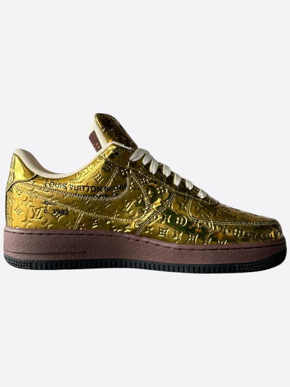 Louis Vuitton Nike Gold Monogram Air Force 1 Sneakers