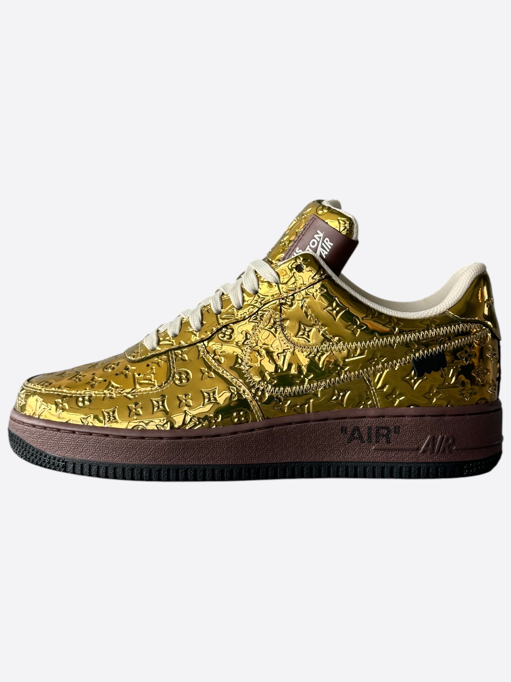 Louis Vuitton Nike Gold Monogram Air Force Sneakers – Savonches