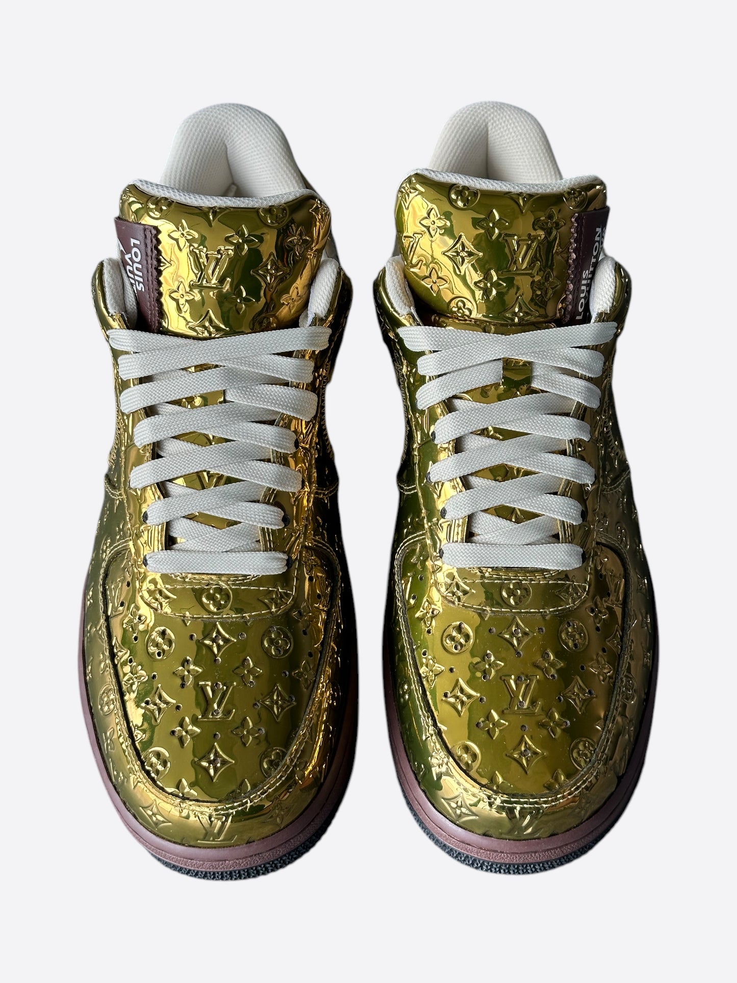 Louis Vuitton Nike Gold Monogram Air Force 1 Sneakers