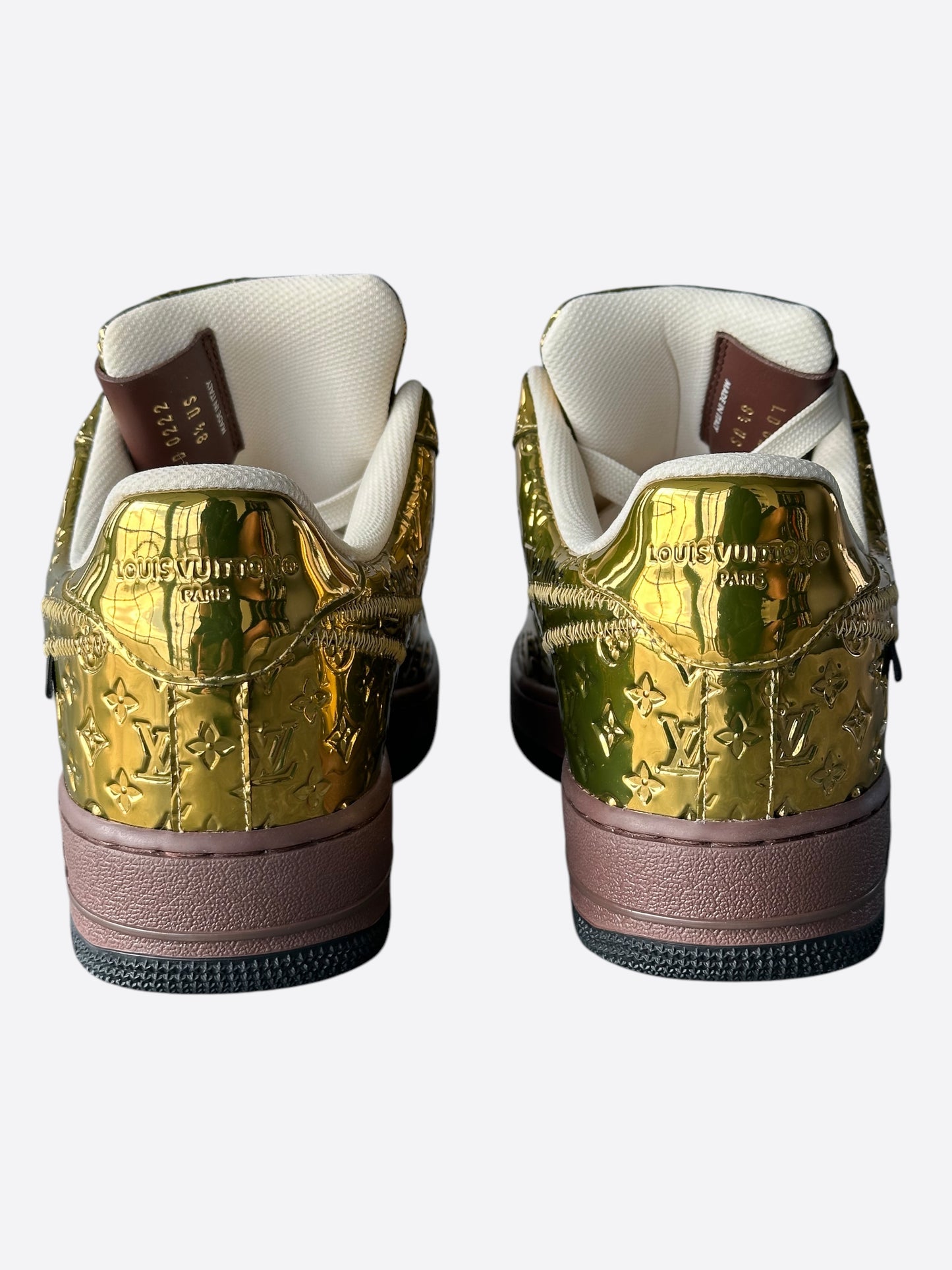 Louis Vuitton Nike Gold Monogram Air Force 1 Sneakers