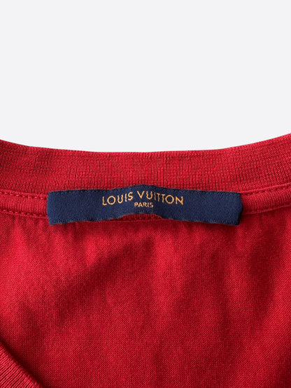 Louis Vuitton Red Mini Embroidered Logo Classic T-Shirt