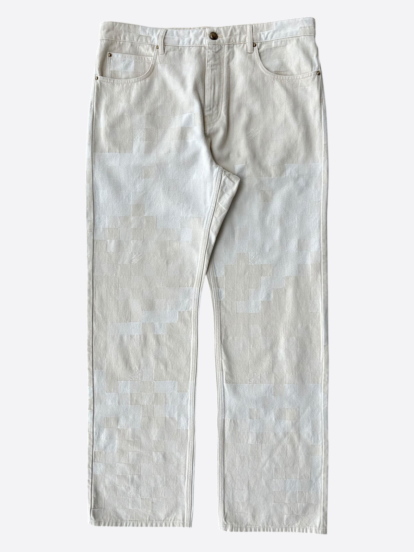 Louis Vuitton Beige Damoflage Straight Jeans