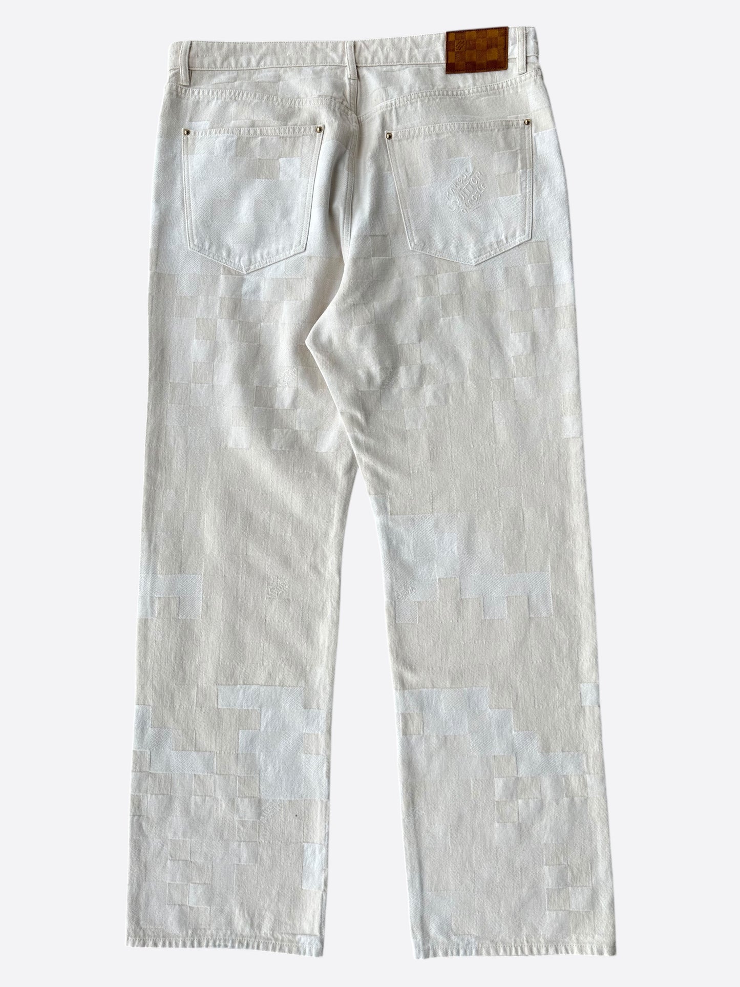 Louis Vuitton Beige Damoflage Straight Jeans