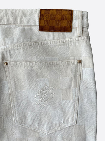 Louis Vuitton Beige Damoflage Straight Jeans