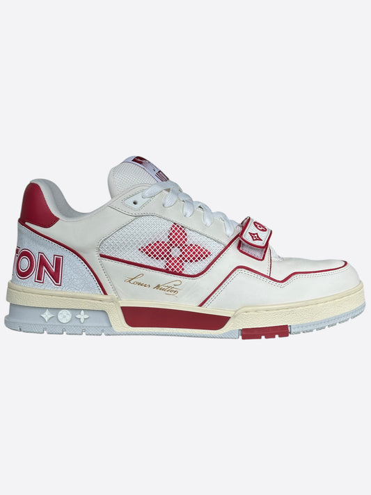 Louis Vuitton White & Red Mesh Trainer