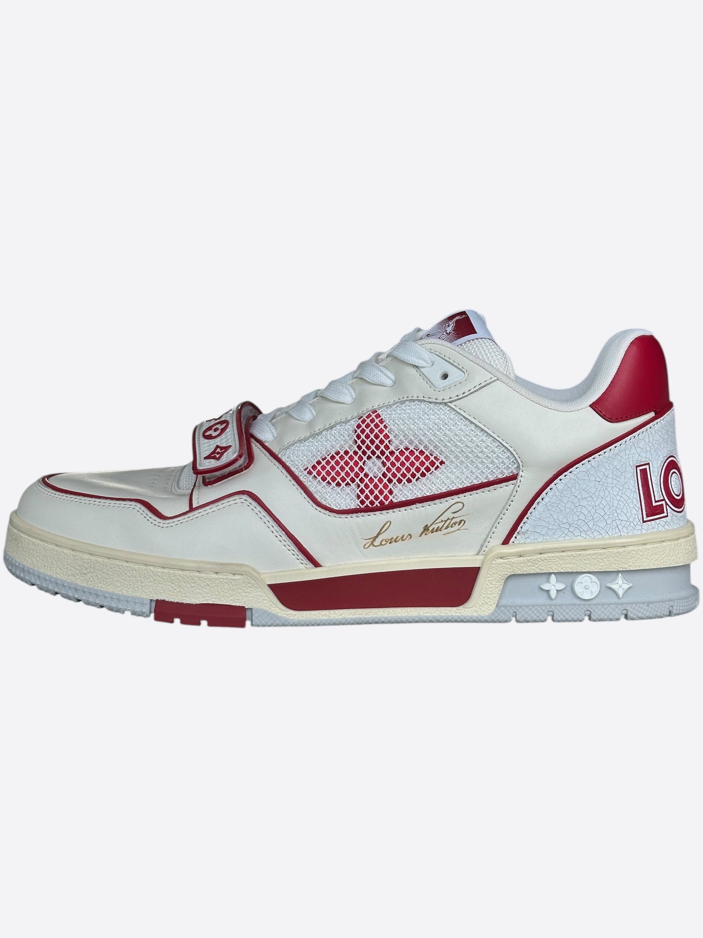 Louis Vuitton White & Red Mesh Trainer