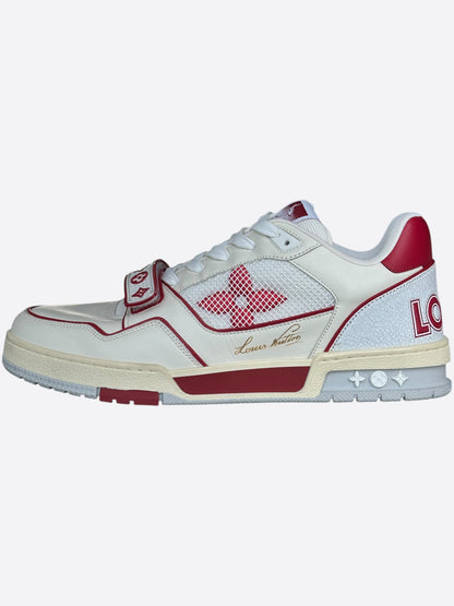 Louis Vuitton White & Red Mesh Trainer