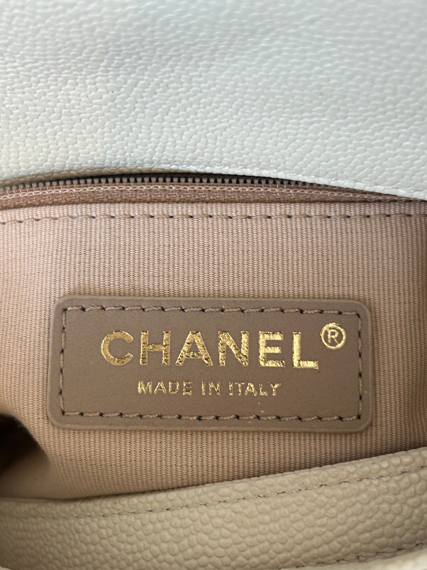 Chanel White Caviar Quilted Chain Melody Small Flap bag