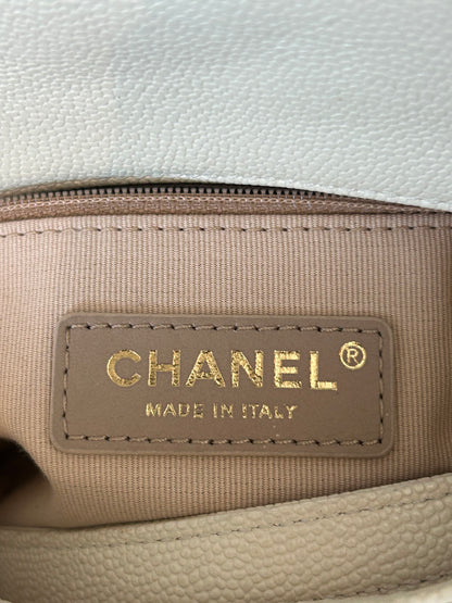 Chanel White Caviar Quilted Chain Melody Small Flap bag