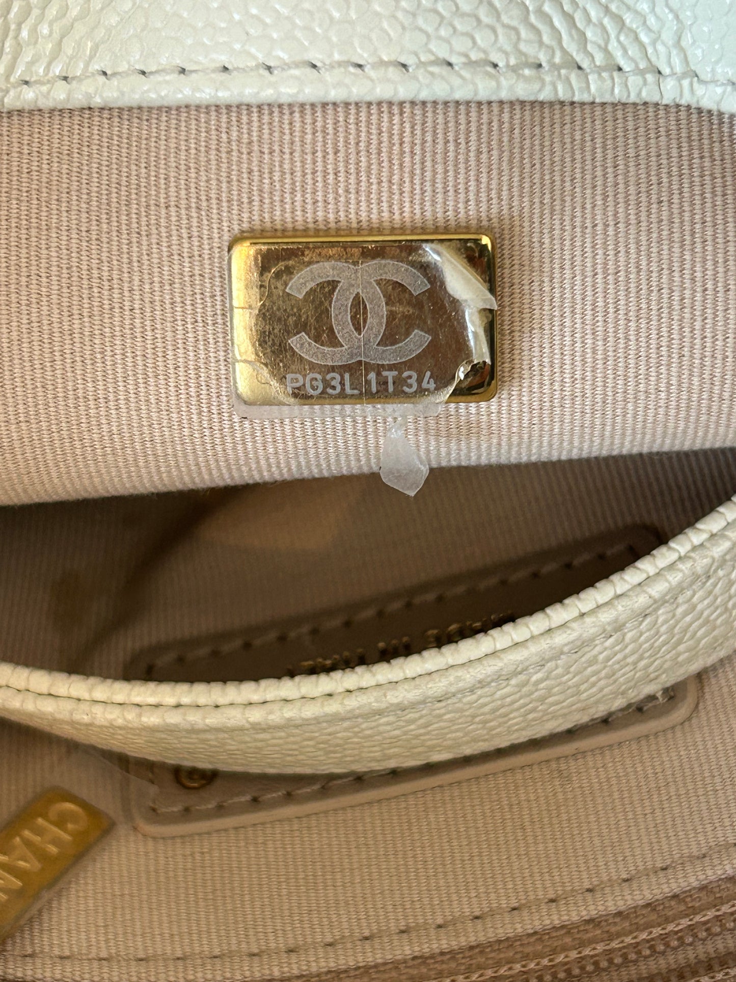 Chanel White Caviar Quilted Chain Melody Small Flap bag