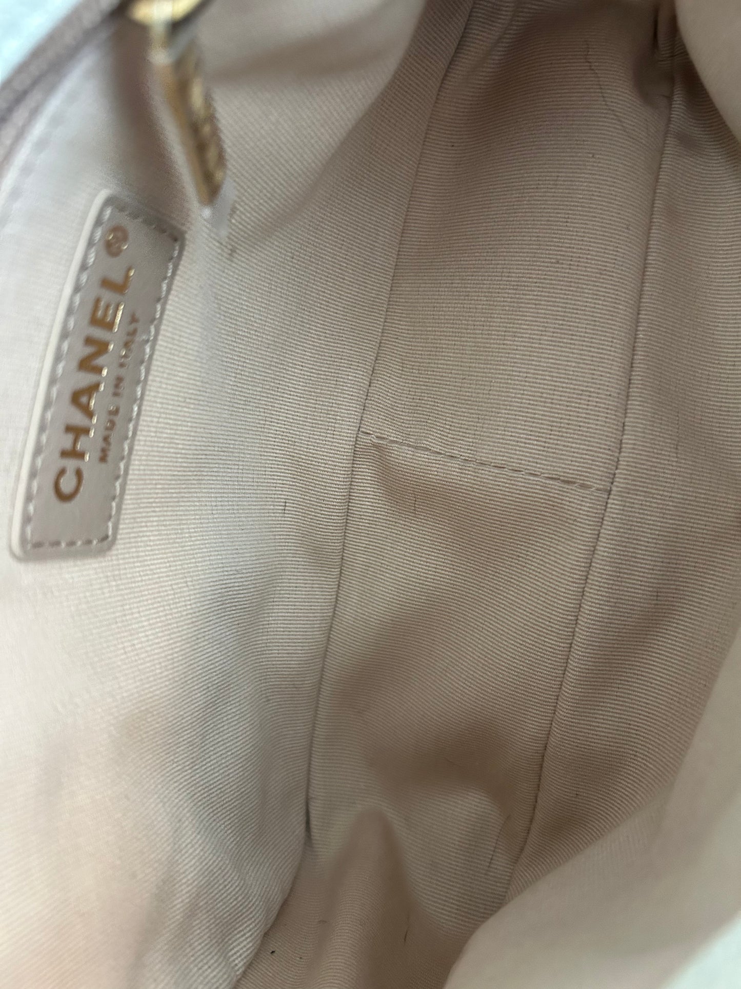 Chanel White Caviar Quilted Chain Melody Small Flap bag