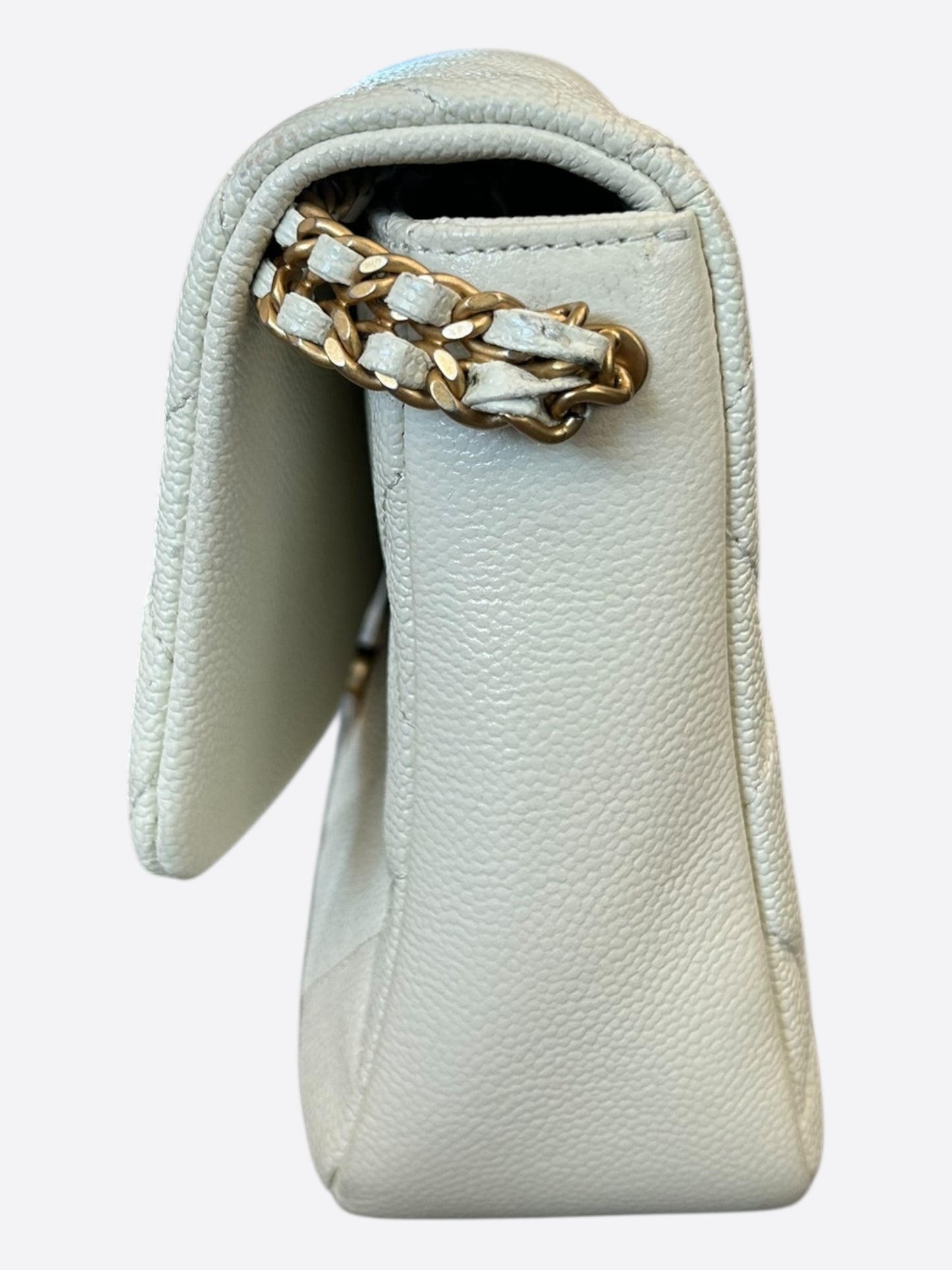 Chanel White Caviar Quilted Chain Melody Small Flap bag