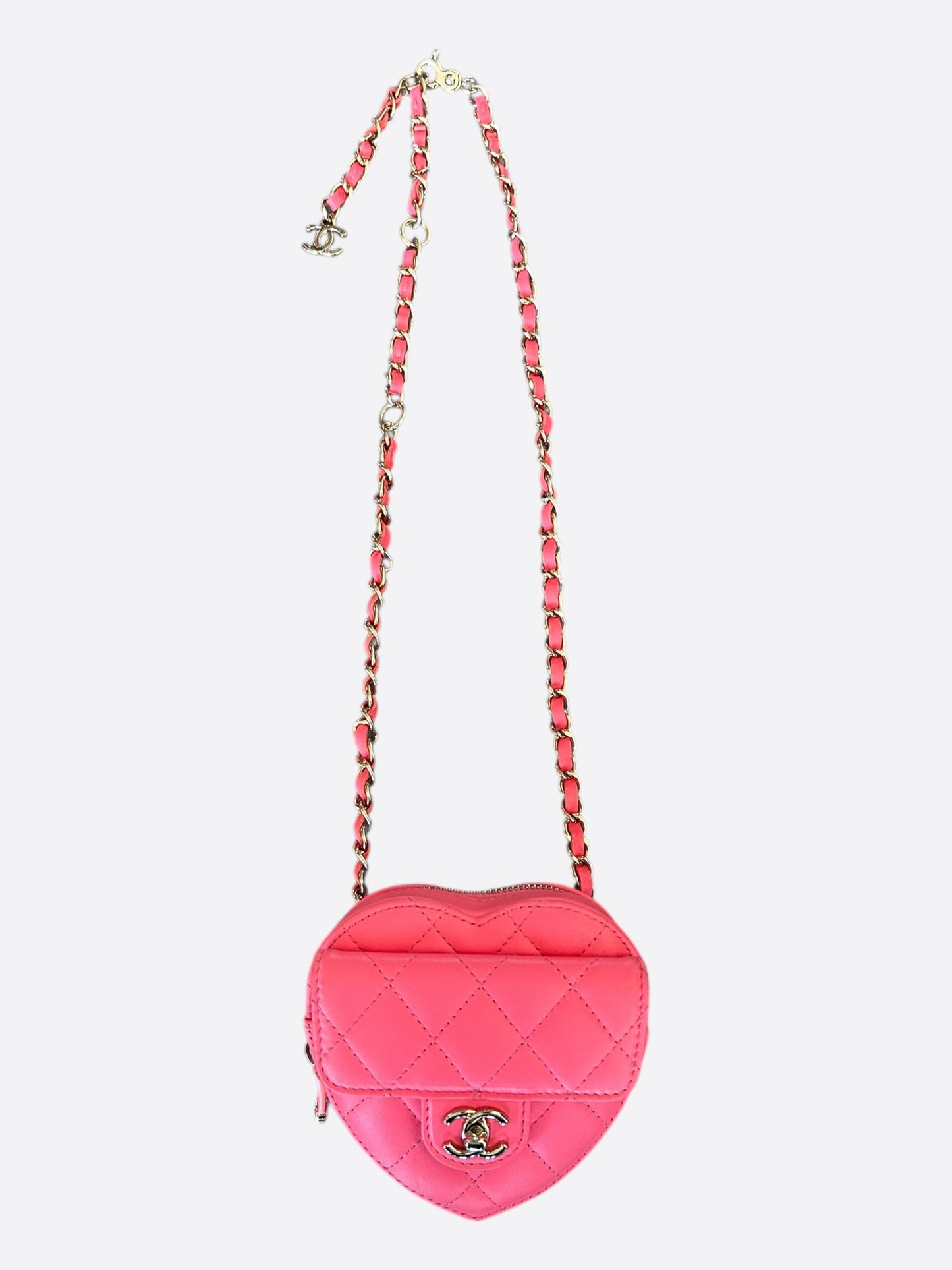 Chanel Pink Quilted Mini Heart Bag