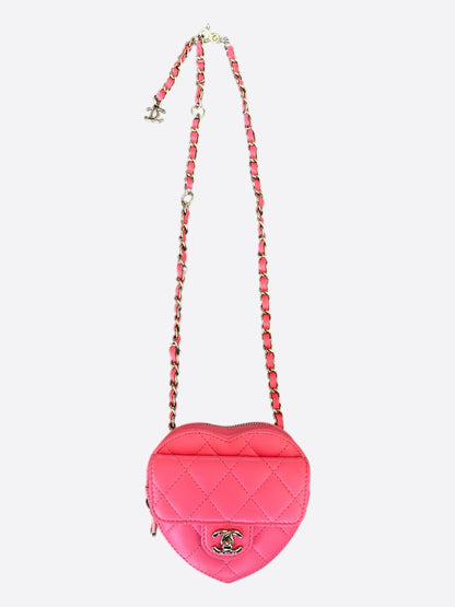 Chanel Pink Quilted Mini Heart Bag