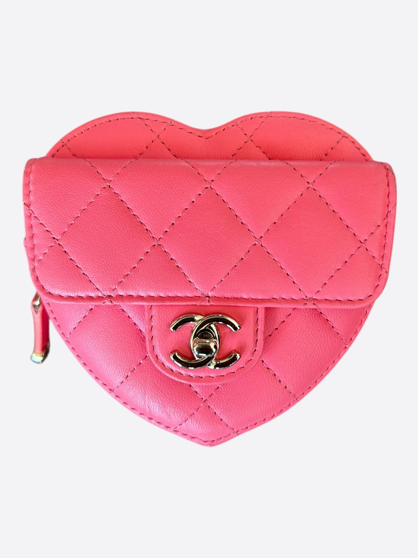 Chanel Pink Quilted Mini Heart Bag