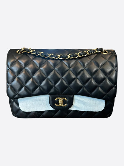 Chanel Black Lambskin Quilted Jumbo Flap Bag