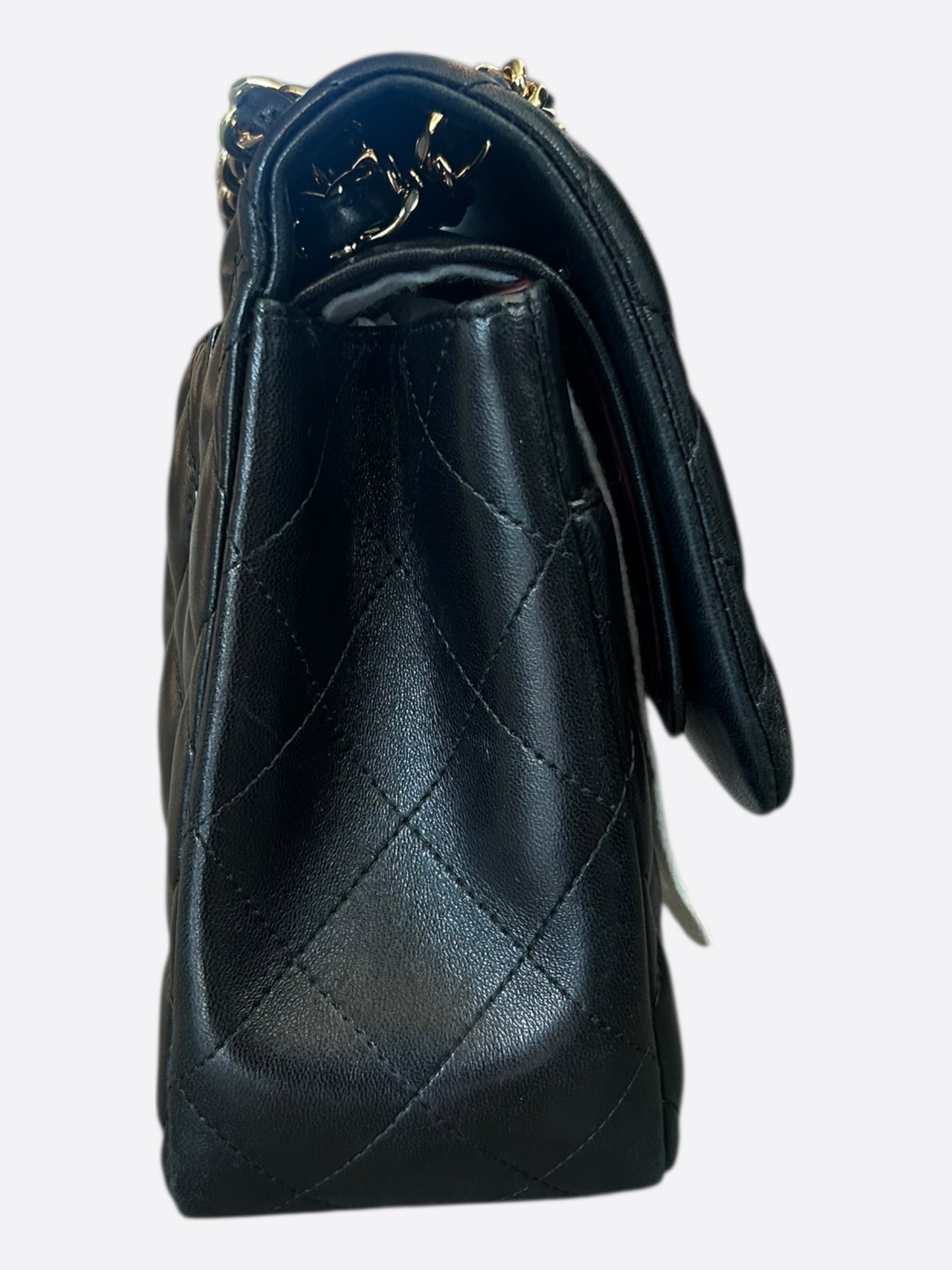 Chanel Black Lambskin Quilted Jumbo Flap Bag