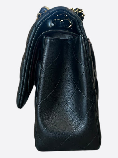 Chanel Black Lambskin Quilted Jumbo Flap Bag