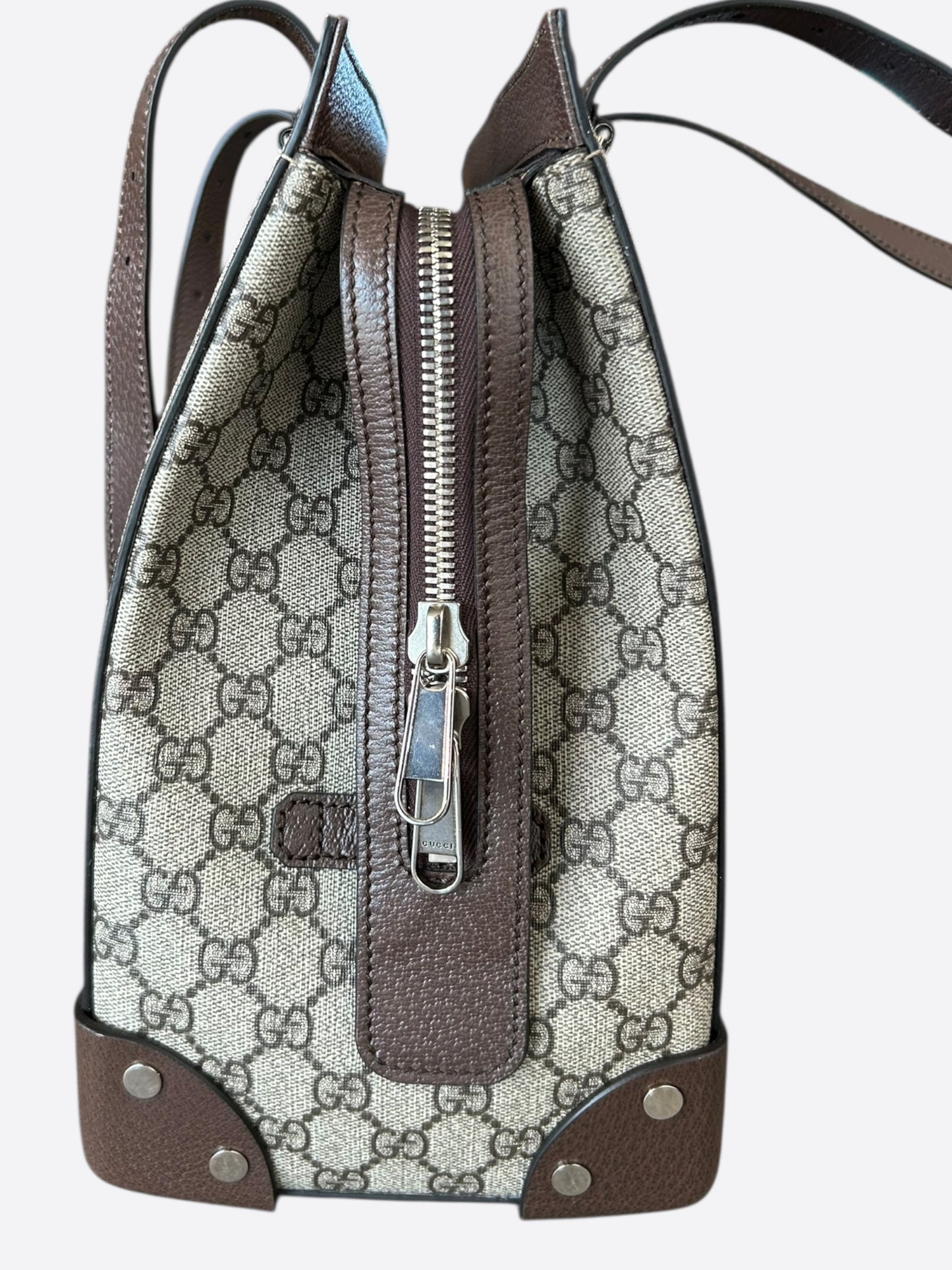 Gucci Beige & Brown GG Monogram Large Tote Bag