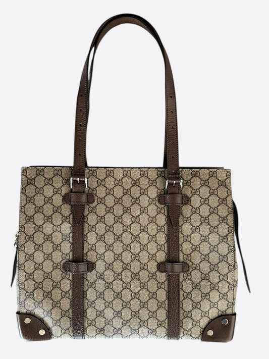 Gucci Beige & Brown GG Monogram Large Tote Bag