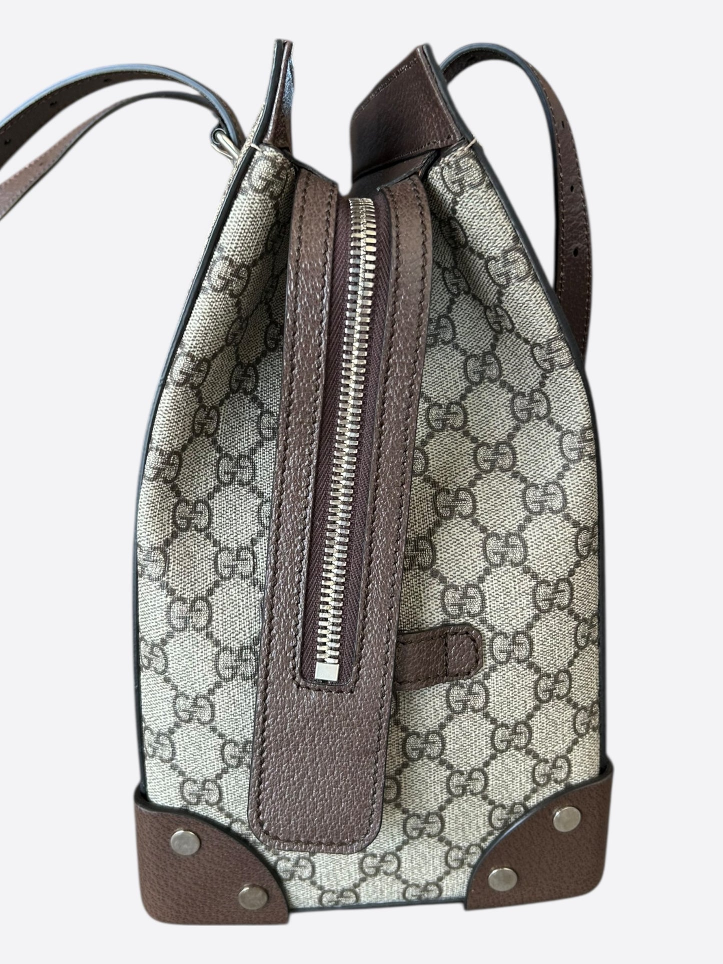 Gucci Beige & Brown GG Monogram Large Tote Bag