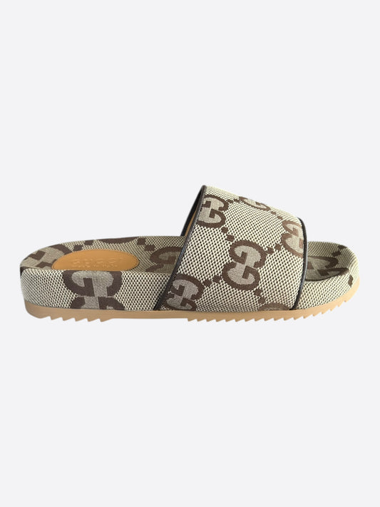 Gucci Beige & Brown GG Monogram Sandals