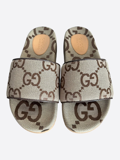Gucci Beige & Brown GG Monogram Sandals