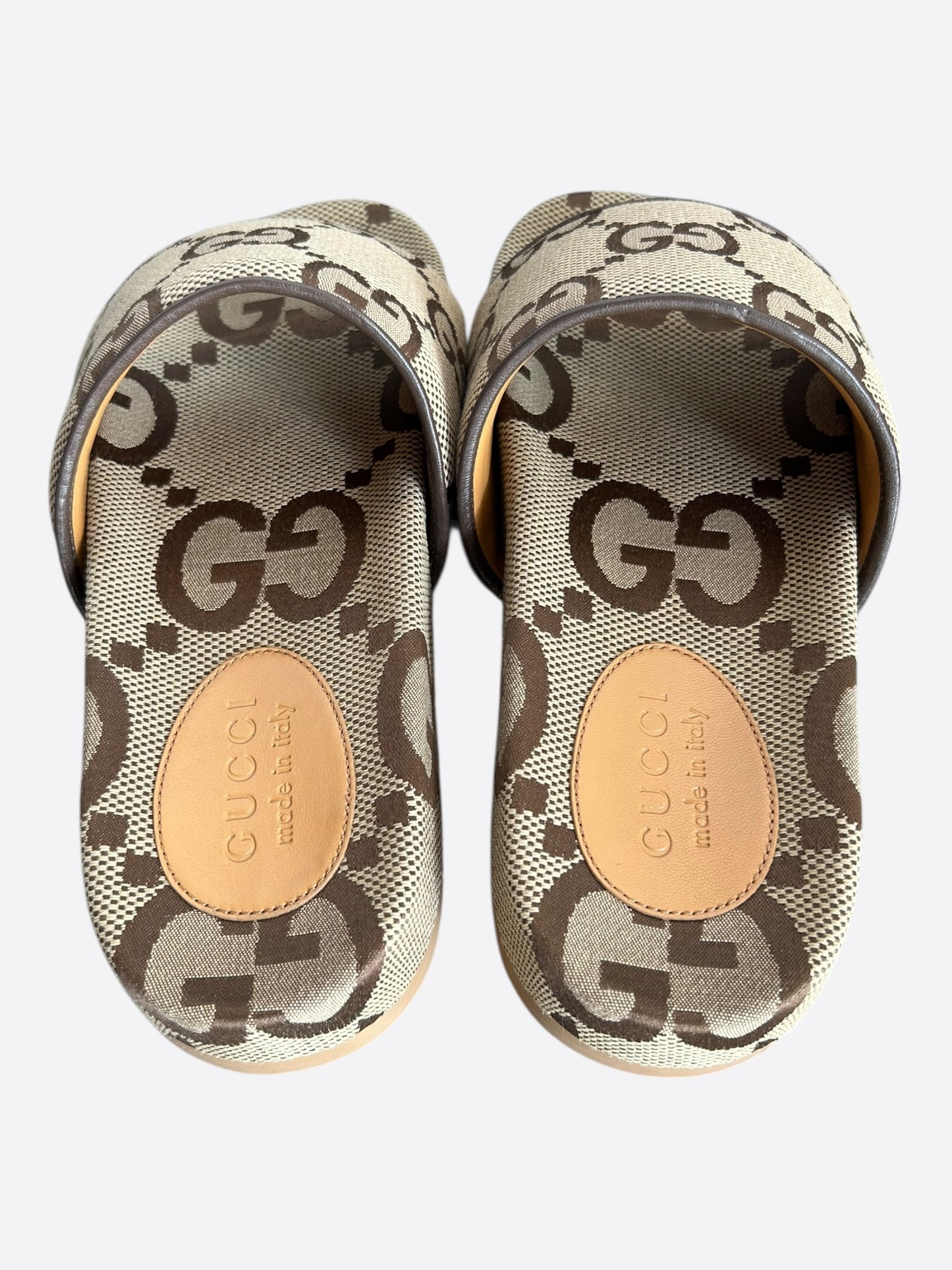 Gucci Beige & Brown GG Monogram Sandals