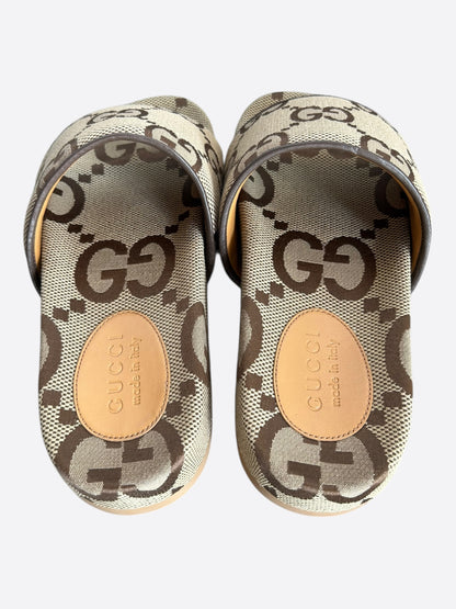 Gucci Beige & Brown GG Monogram Sandals