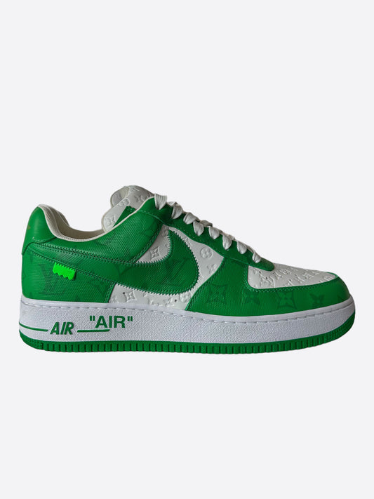 Louis Vuitton Green & White Air Force 1 Monogram Sneakers