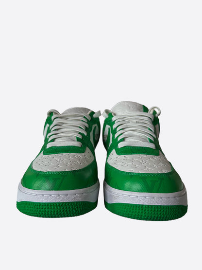 Louis Vuitton Green & White Air Force 1 Monogram Sneakers