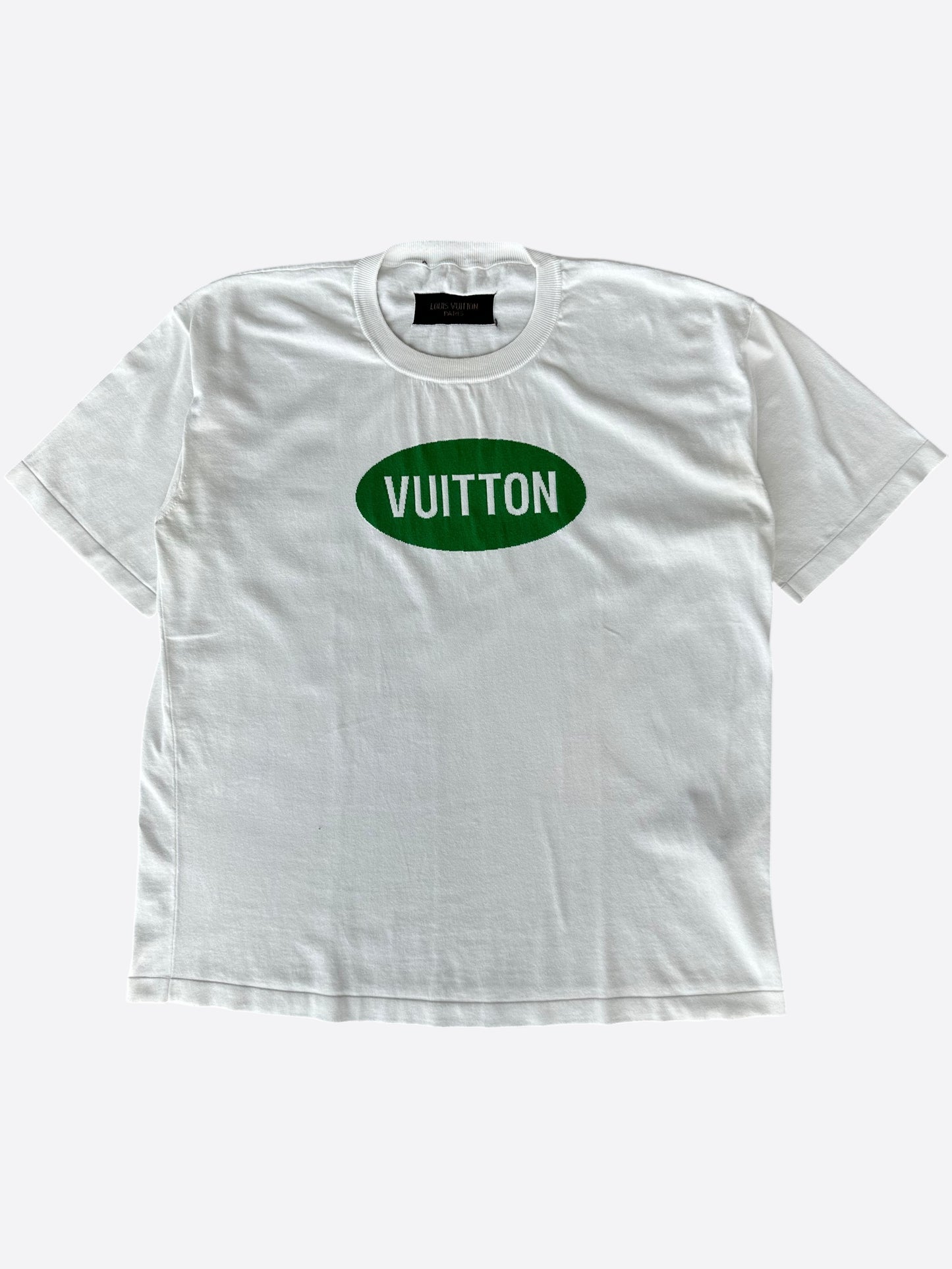 Louis Vuitton White & Green Vuitton Intarsia T-Shirt