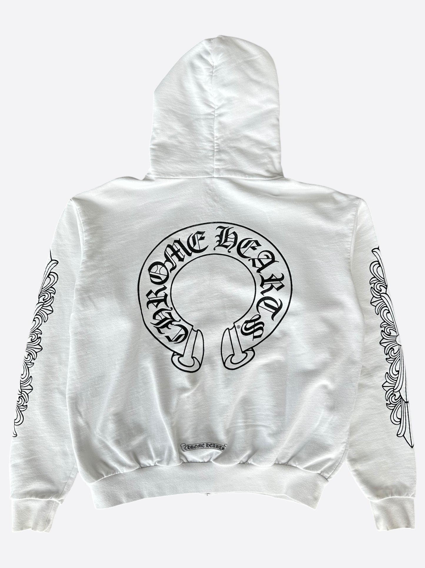 Chrome Hearts White & Black Horseshoe Logo Zip Up Hoodie