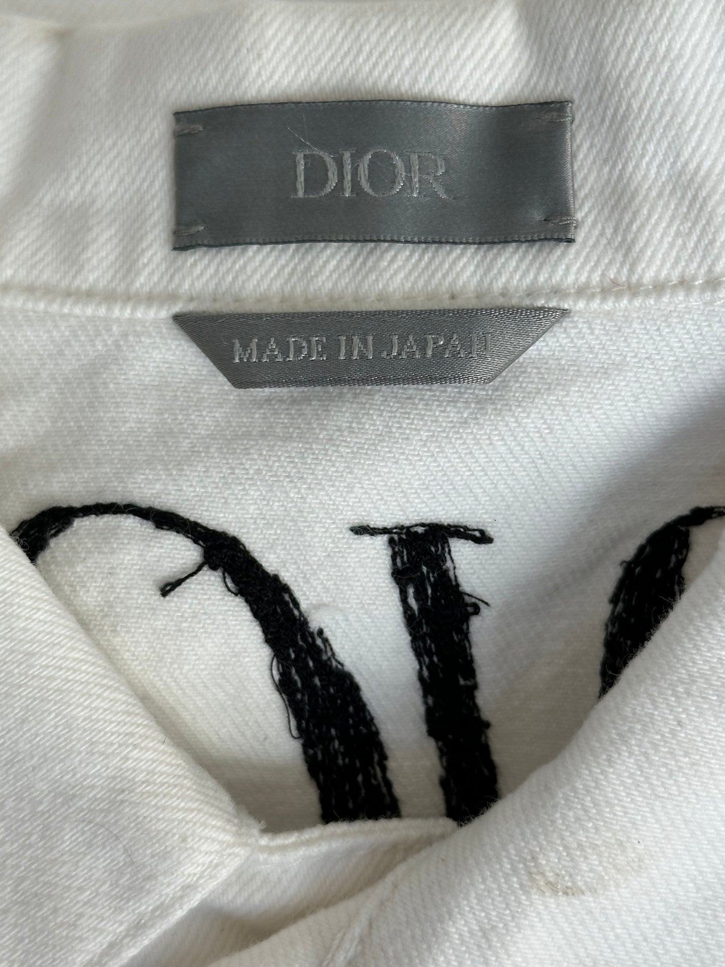 Dior Raymond Pettibon White Embroidered Logo Denim Jacket