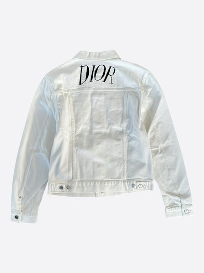 Dior Raymond Pettibon White Embroidered Logo Denim Jacket