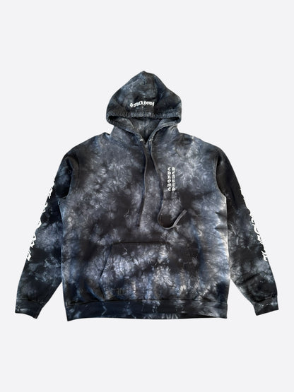 Chrome Hearts Black & White Tie-Dye Horseshoe Logo Hoodie