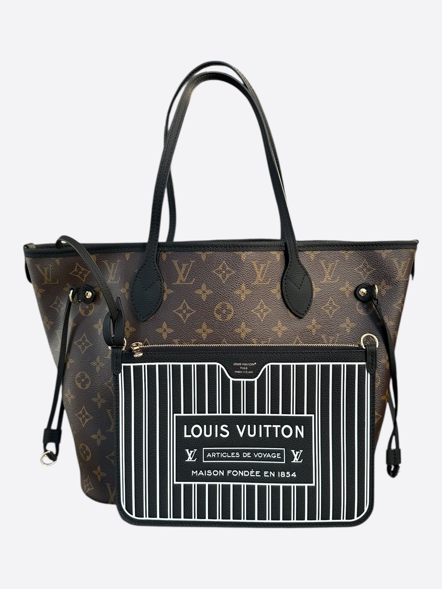 Louis Vuitton Black & Brown Monogram Reversible Neverfull MM