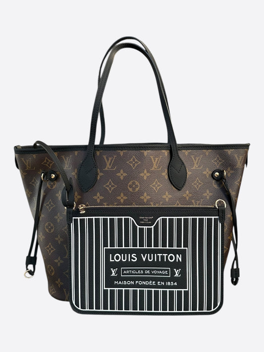 Louis Vuitton Black & Brown Monogram Reversible Neverfull MM