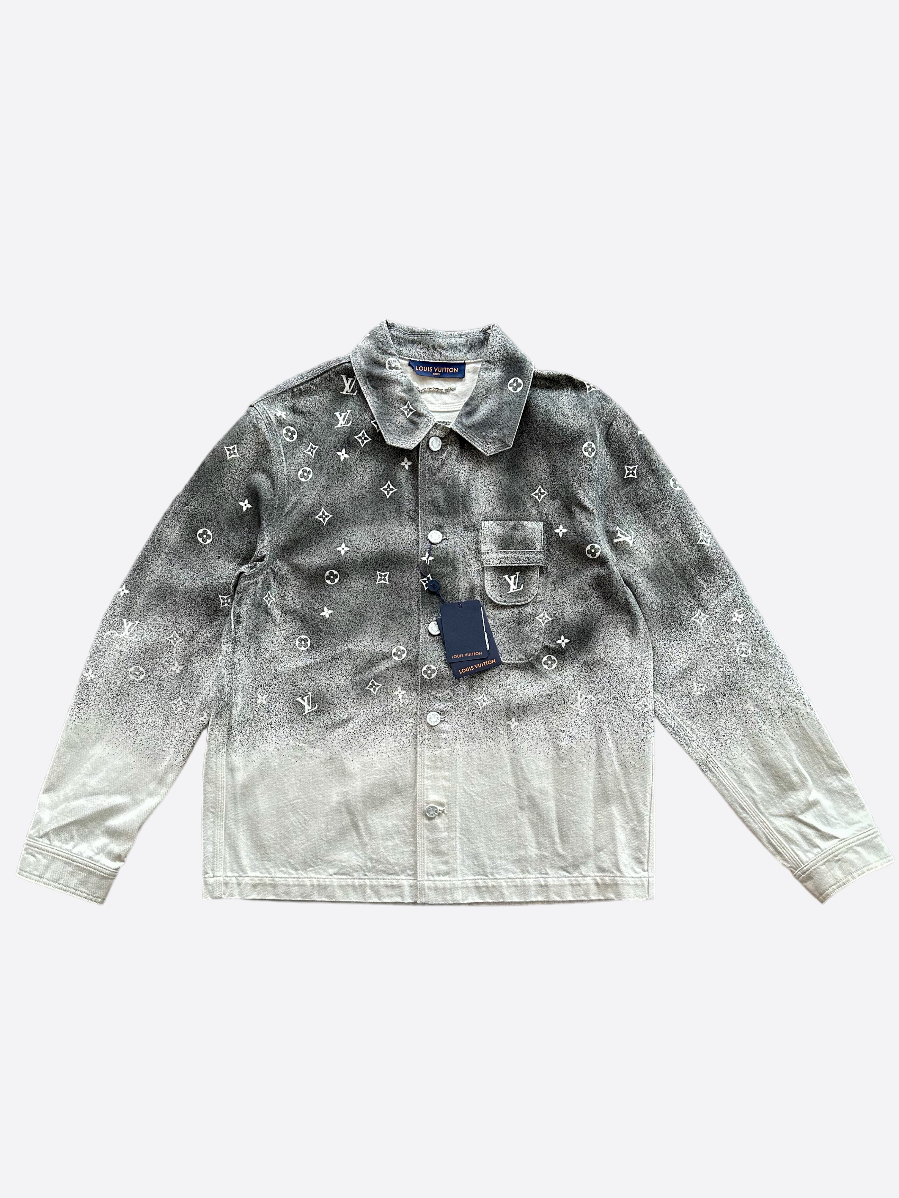 Louis Vuitton Grey White Snowfall Gradient Monogram Denim Jacket Savonches