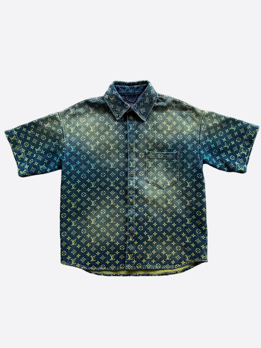 Louis Vuitton Blue Denim Gradient Monogram Denim Shirt